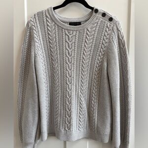 Banana Republic Grey Cotton-Blend Cable-Knit Sweater Size Large A18